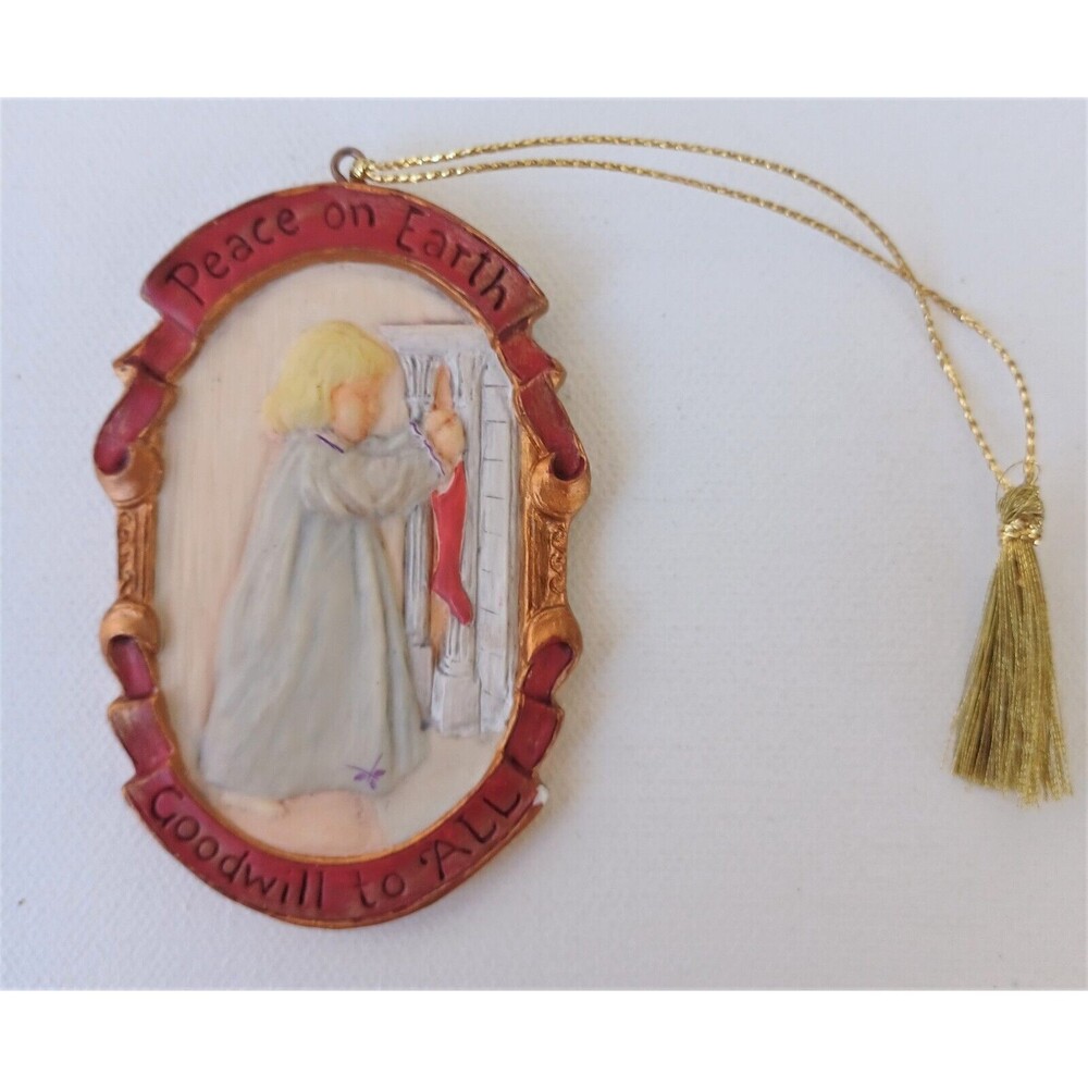 Christmas with Royal Doulton Peace on Earth Victorian Card Ornament Fireplace